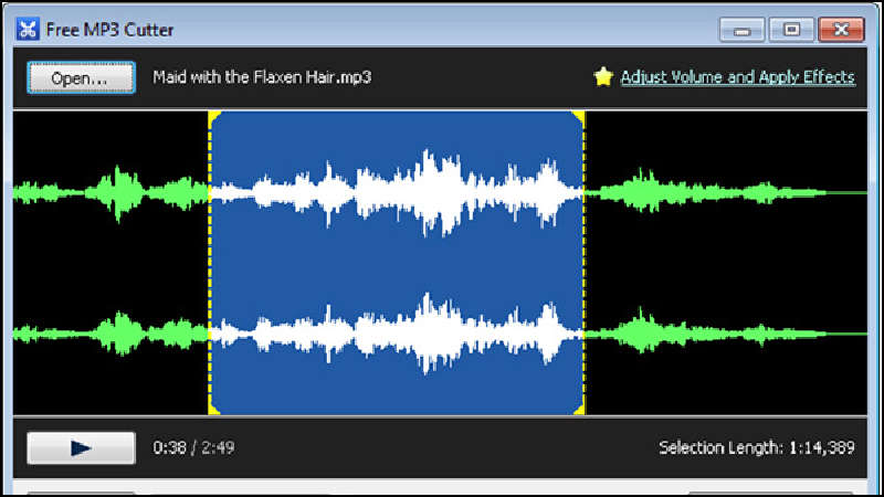 Free MP3 Cutter có nhiều hiệu ứng âm thanh đặc biệt tạo ra sản phẩm thu hút hơn